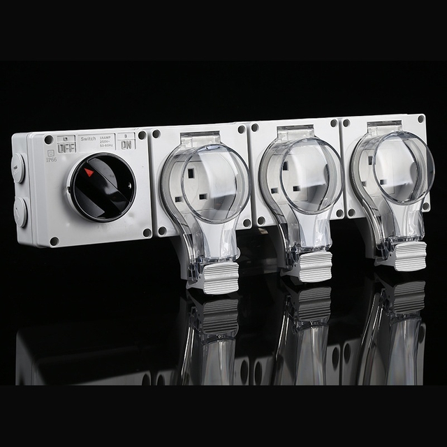 Triple Gang IP66 UK Weatherproof Socket with Switch | 13A British Plug for Industrial Outdoor Power Distribution