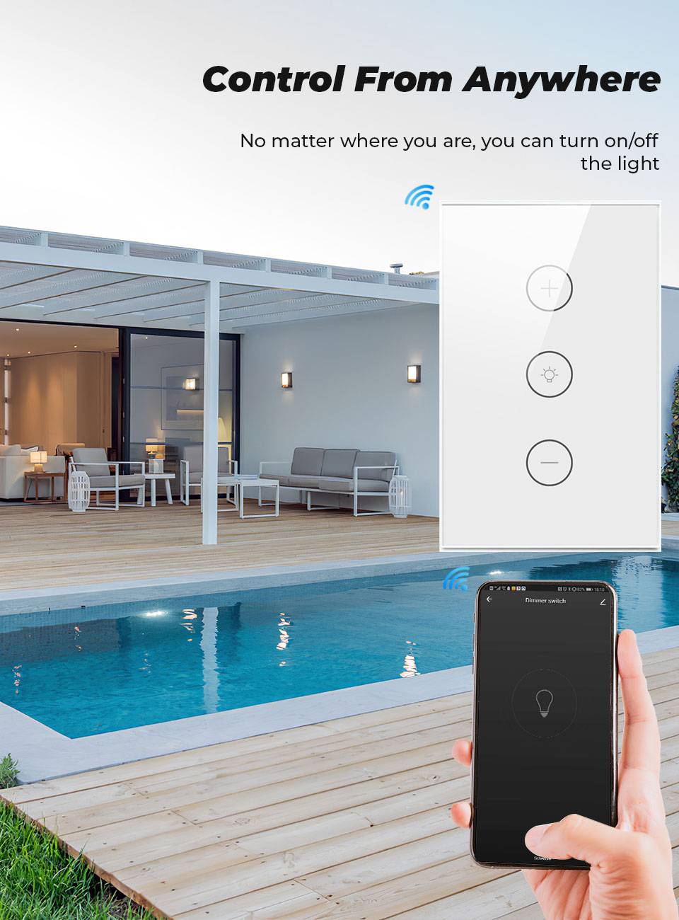 Tuya WiFi Touch Dimmer Switch LED Light Wall Wireless Remote Control US 220V 110V Smart Life APP Alexa Google Home 