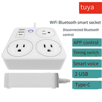 Wifi Smart Power Strip Eu With Type-C Port Tuya App Remote Control Power Socket 10A Works With Google Alexa