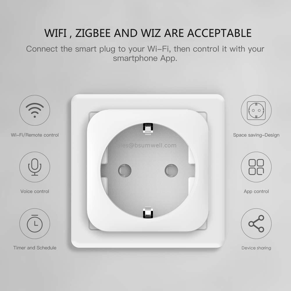 Wireless Remote Voice Control Power Monitor Timer Google Home Alexa 20A Tuya WiFi EU Smart Socket Plug Life WiFi Smart Socket 