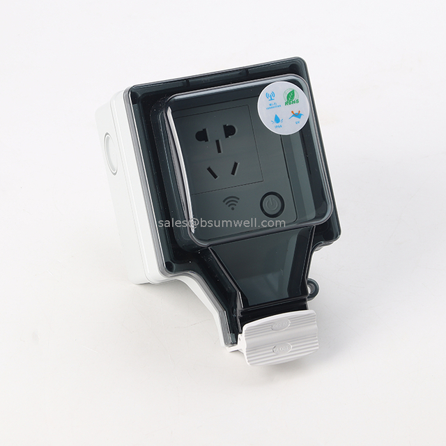 IP66 Waterproof Tuya Wifi 2 Gang Socket 10A 5 Holes Case Waterproof Wifi Tuya Switches And Socket Socket