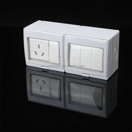 IP55 Weatherproof Outdoor 4 Gang Wall Switch and 1 Gang Socket Box Panel for Garden & Garage