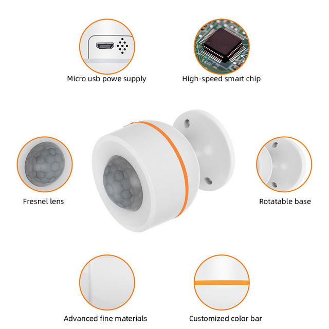 Tuya Smart Zigbee 3.0 Long Range Wall Mount Wireless Infrared Usb Pir Motion Sensor with Temperature And Humidity Sensor