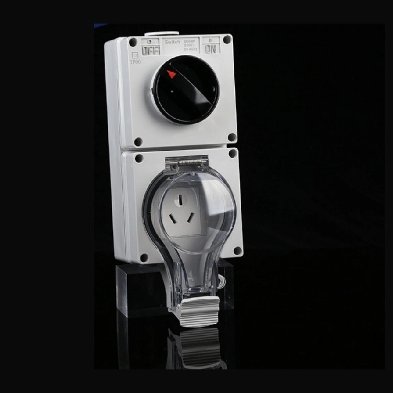 Single Switch + 16A Three-Pin Socket IP66 Independent On/Off Control for Pump/EV Charging | Weatherproof with Lockable Cover