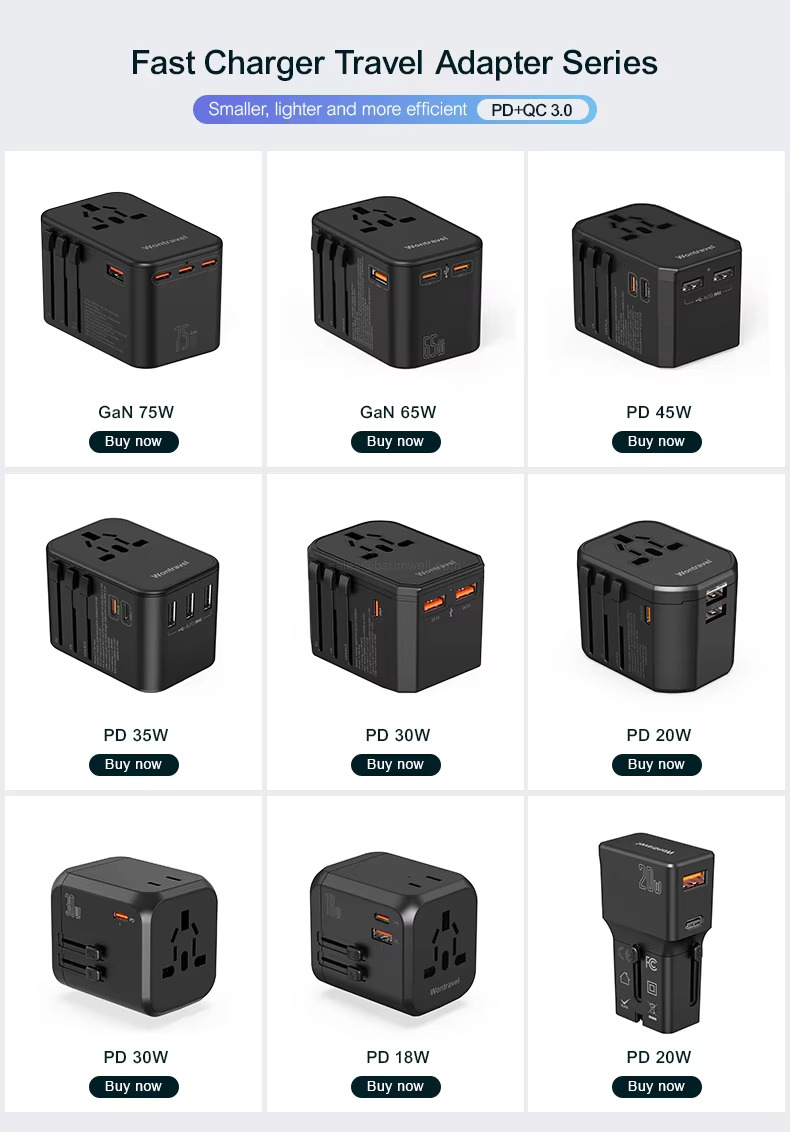 Fast Charger Travel Adapter Series Smaller, lighter and more efficient. PD+QC 3.0 