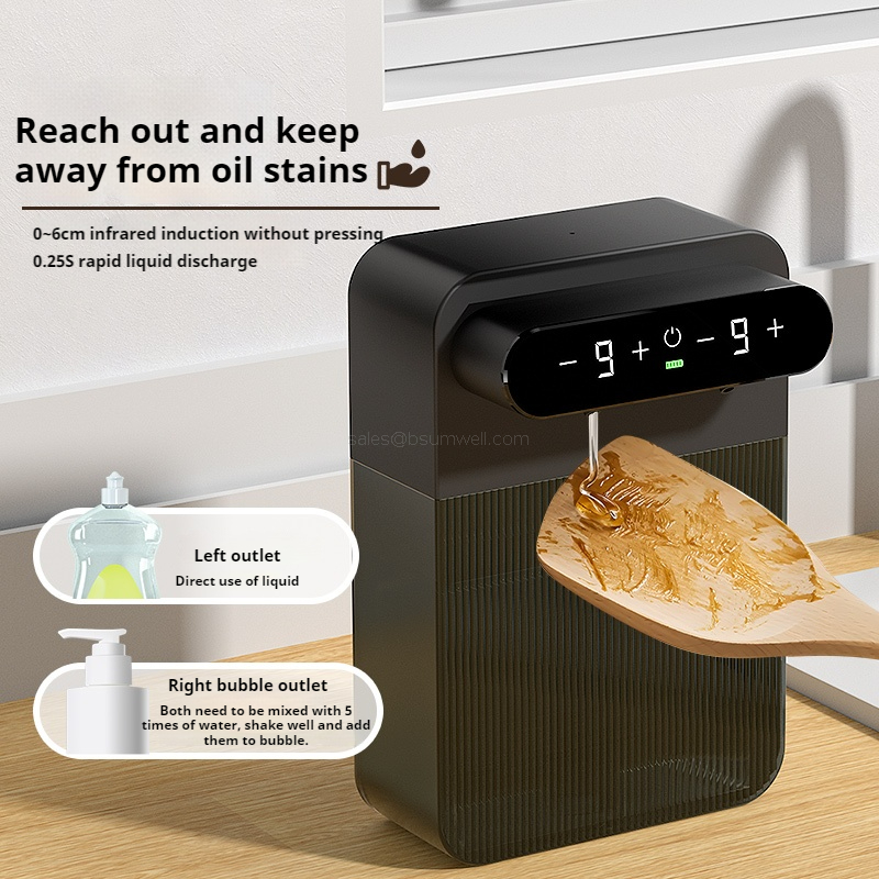 Touchless IPX7 Waterproof Dual-Nozzle Automatic Soap Dispenser Sensor Activated for Kitchen & Commercial Use