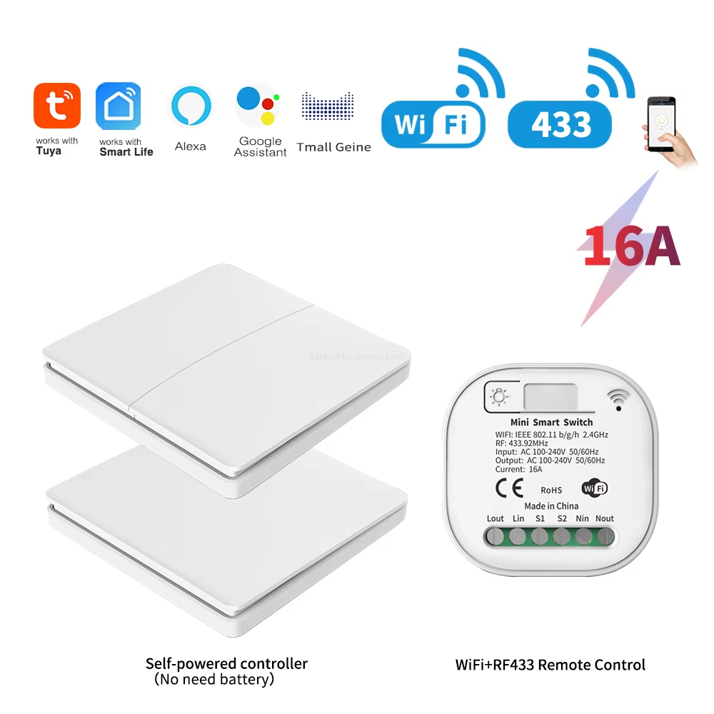 Self-powered controller (No need battery) WiFi+RF433 Remote Control