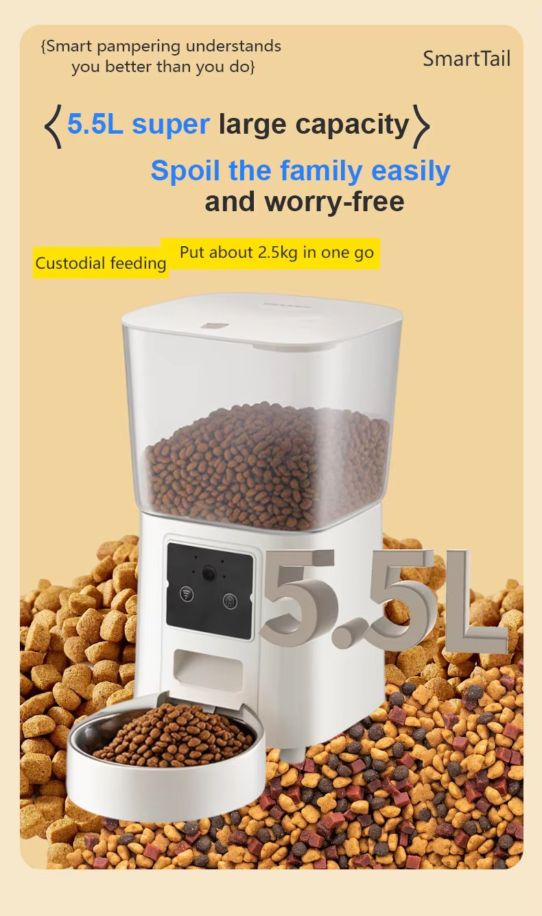 5.5L super large capacity) Spoil the family easilyand worry-free Custodial feeding Put about 2.5kg in one go.