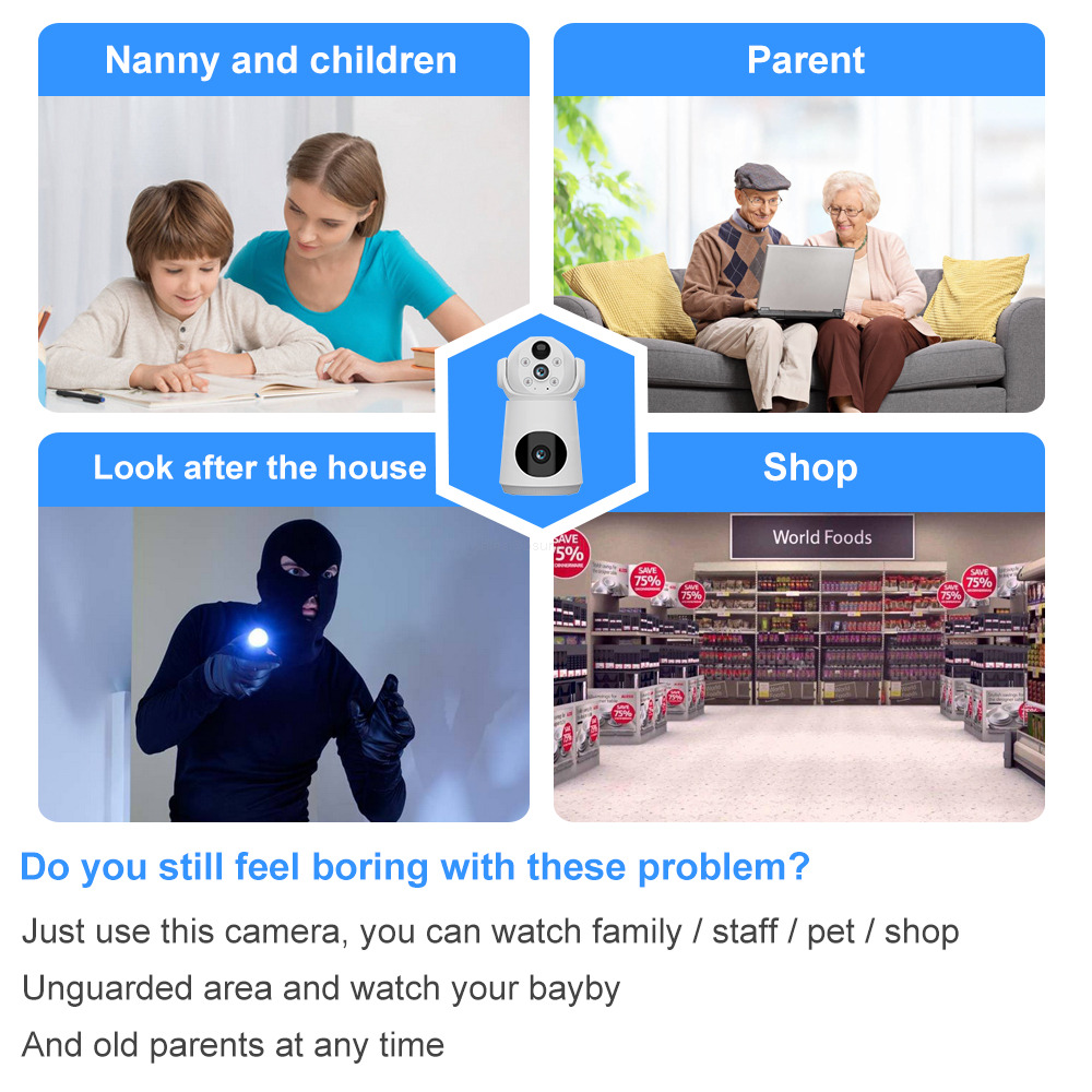 Dual screen preview home security camera