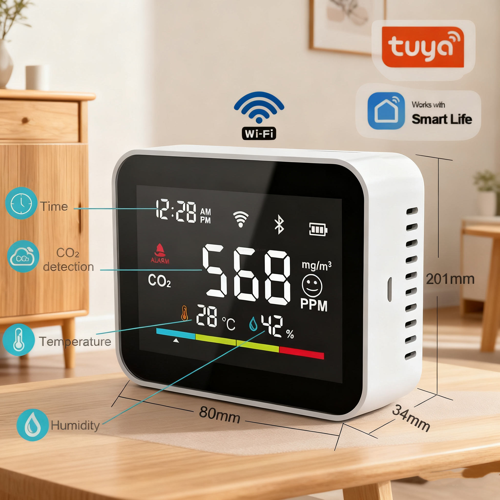 Tuya CO2 Detector with Temp Humidity