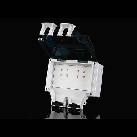 IP66 Multi-Gang Waterproof Socket with Smoke Gray Lid - Outdoor Weatherproof Power Hub