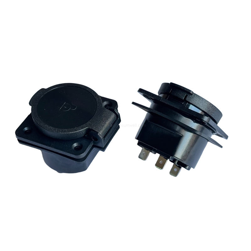 Schuko IP65 Snap In Receptacle Outdoor Wall Socket With Automatic Rebound Cover