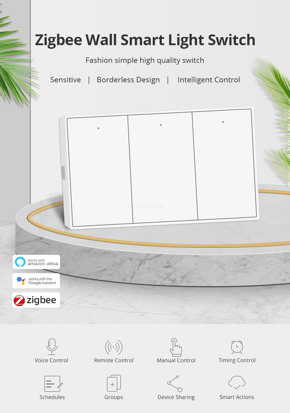 Zigbee Wall Smart Light Switch Fashion simple high quality switch SensitiveBorderless DesignIntelligent Control