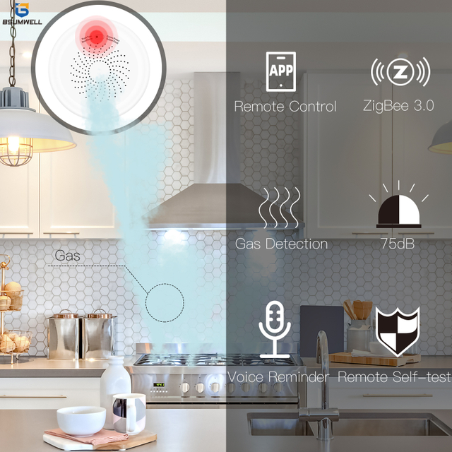 ZigBee Gas Leakage Detector CH4 Flammable Gas Detector Combustible Sensor Tuya Smart Home Security Alarm System Smart