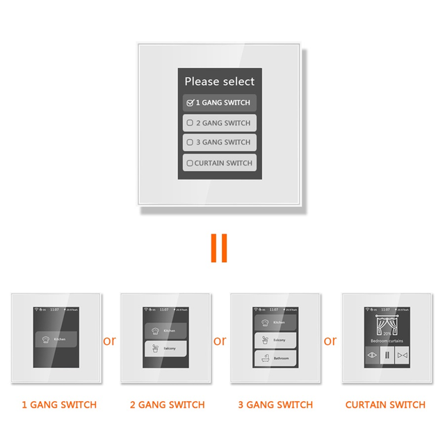 Tuya Smartlife WiFi Multi Function 4 Model in One Smart Switch LCD Display Curtain Switch work with Alexa Google Home