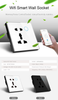 Tuya Smart Life Wifi UK/Universal Type Smart WiFi Wall Socket Glass Panel 86x86MM Universal Touch Electrical Wall Outlet