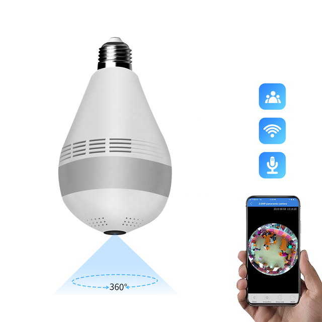 360 Degree Smart E27 Led Lamp Bulb Panoramic CCTV Light Camera Spy Fisheye Lens Security Wifi Bulb Hidden Camera