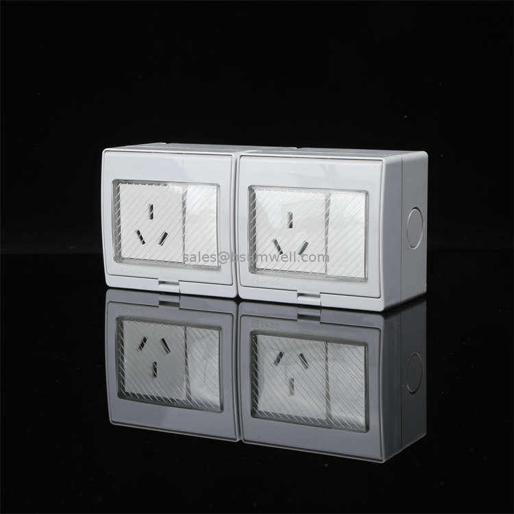 Outdoor 2 Gang Switch 2 Gang Socket Weatherproof IP55 Electric Plug Switch Socket Plugs Sockets Box