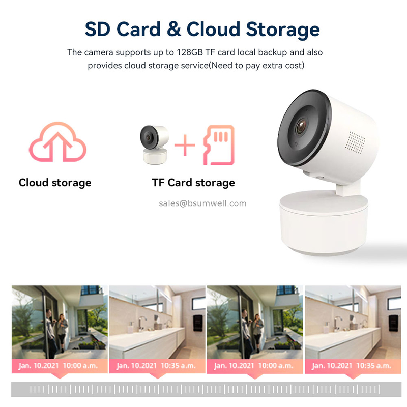 2.4G Wi-Fi Tuya App indoor motion tracking pan tilt IP camera support both TF card storage and cloud storage