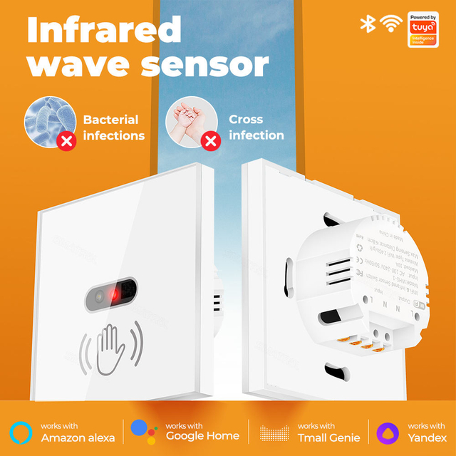 Non-touch glass Panel electronic ir wireless infrared motion sensor switch 220v hand sweep sensor switch for light