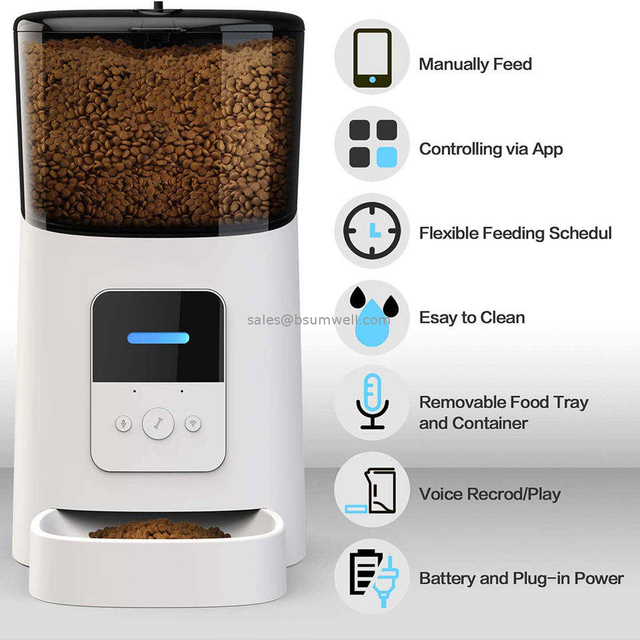 OEM/ODM Wholesale 6L TUYA Smart Automatic Pet Feeder for Cats And Dogs Wifi Pet Feeder with Camera Food Dispenser