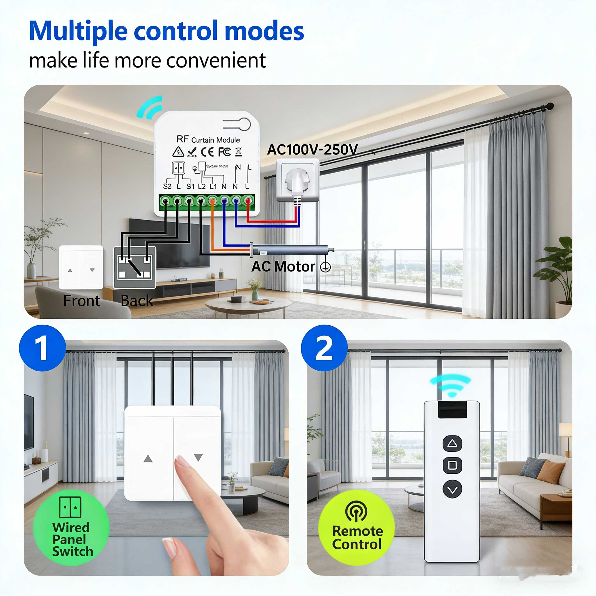 Dual-Channel AC Motor Curtain Switch