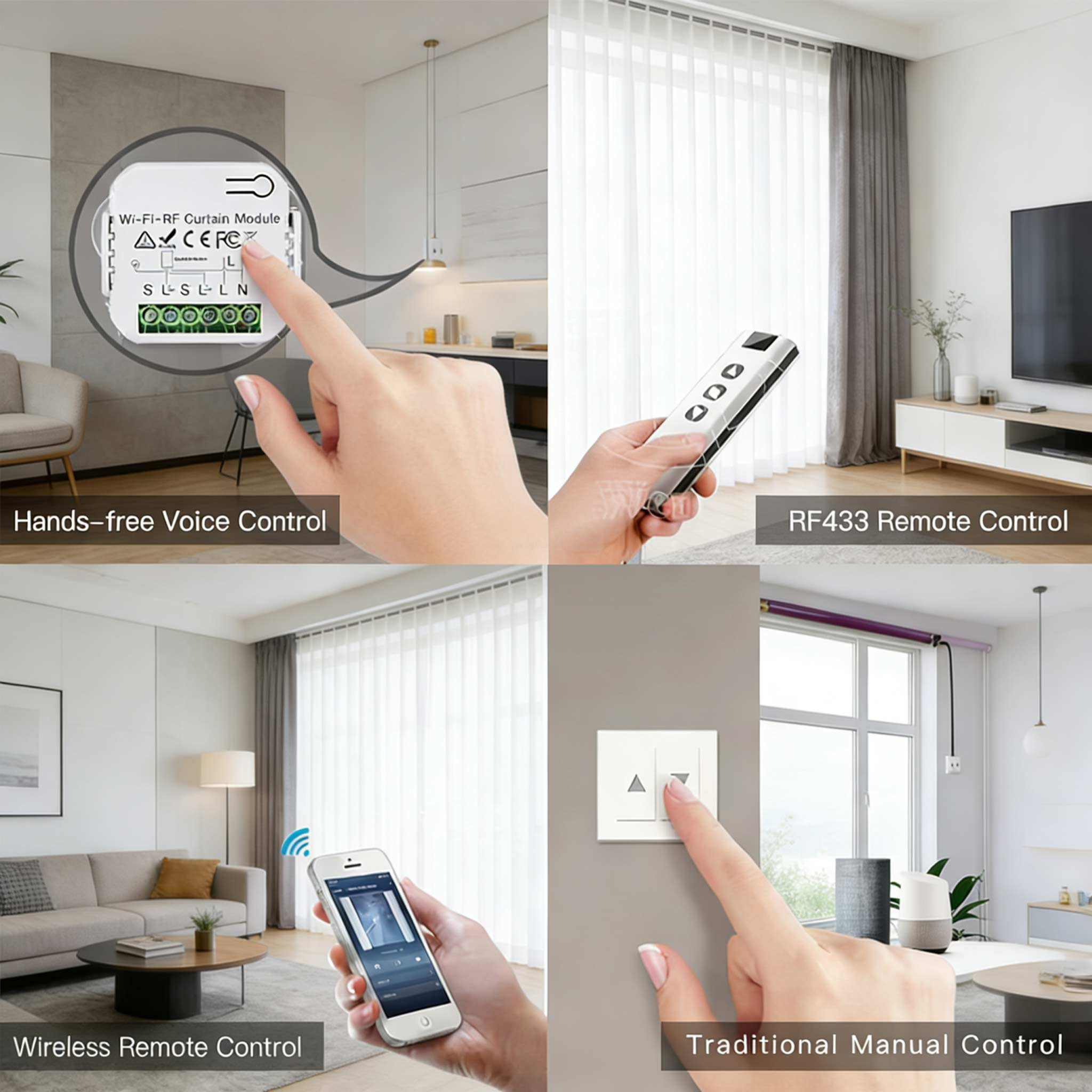 WiFi+RF433 Tuya Smart Curtain Controller