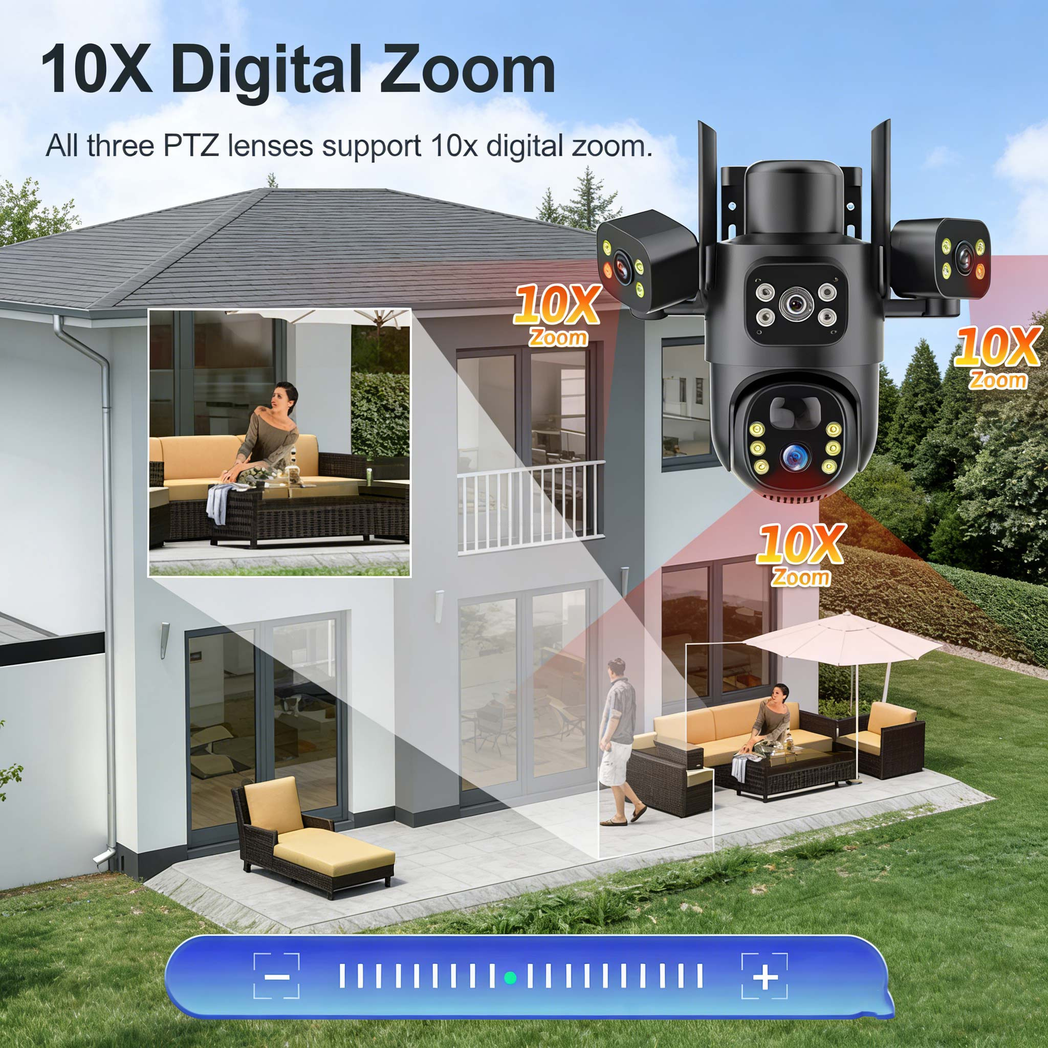 PIR AI human detect solar camera