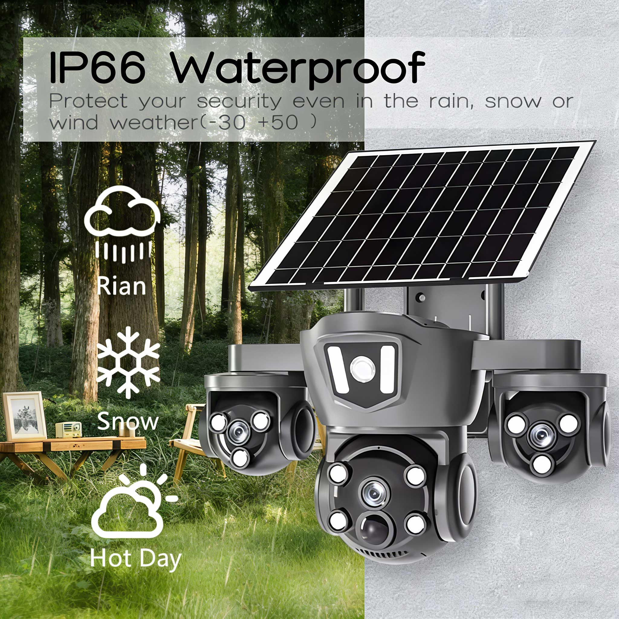 V380 Pro AI human tracking solar camera