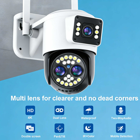 Wireless Outdoor Security Camera with 10X Optical Zoom Color Night Vision | 8MP PTZ for Warehouse & Villa