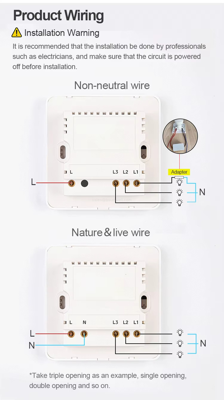 Product Wiring ↑Installation Warning