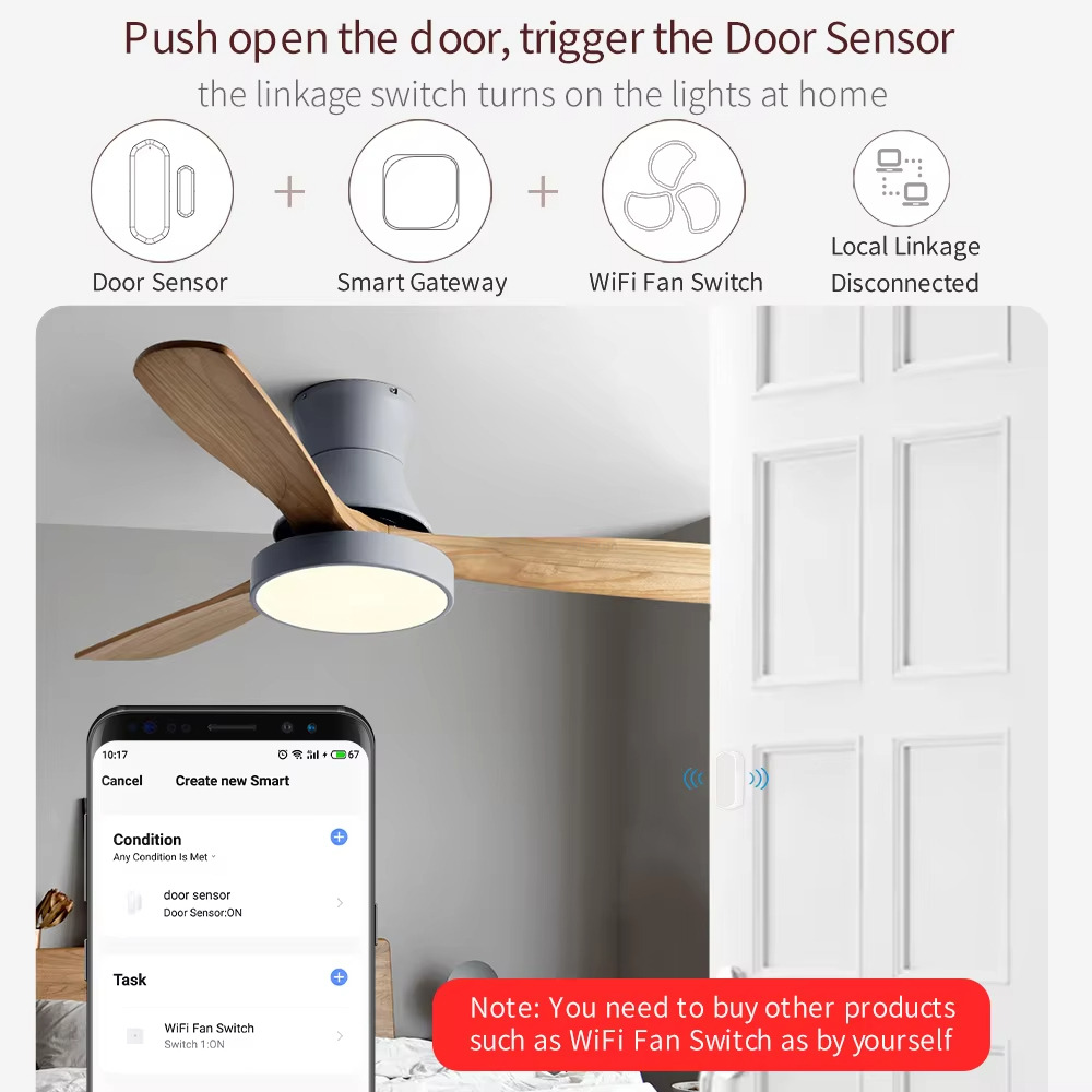 Push open the door, trigger the Door Sensor
