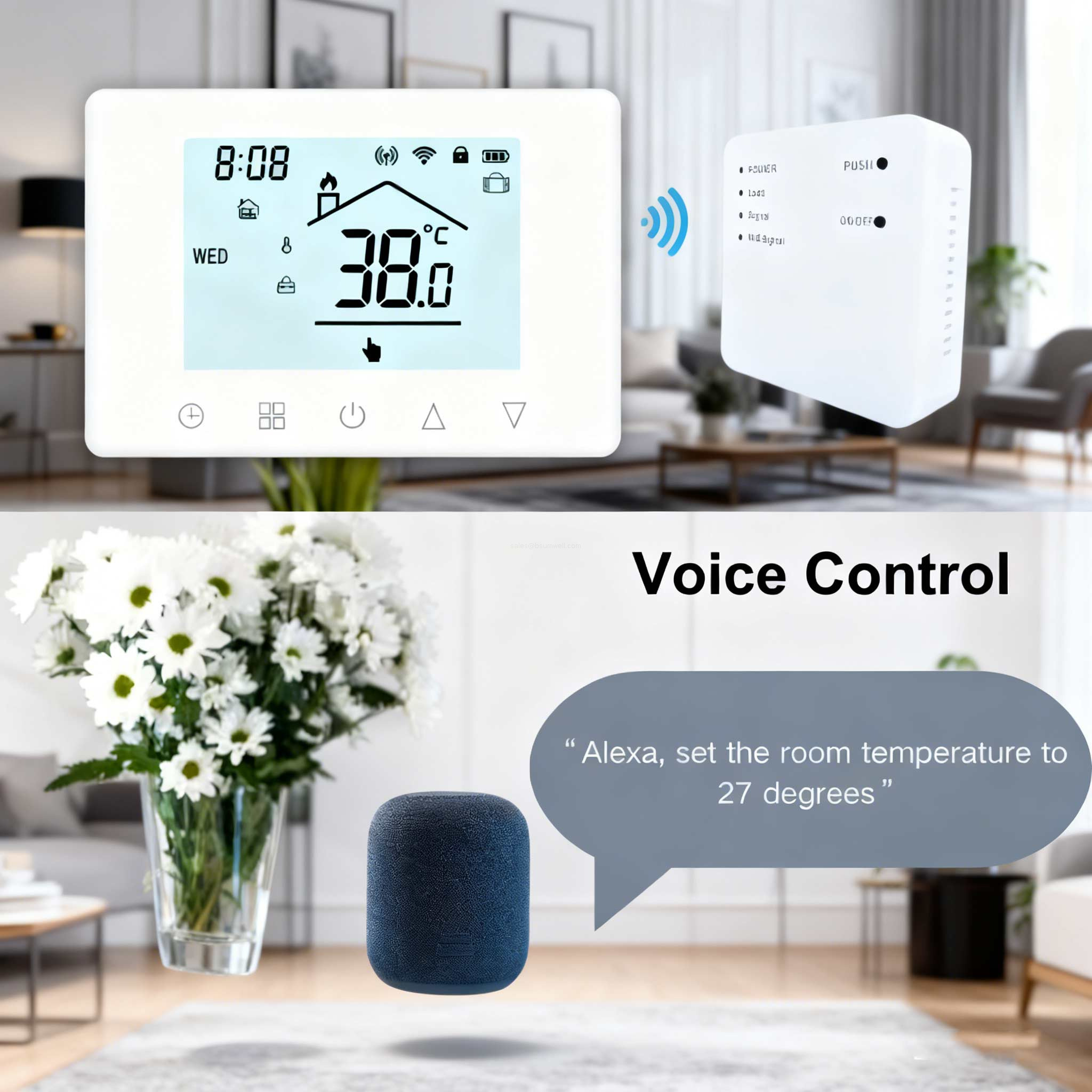 Voice Control Thermostat For Underfloor Heating Gas Boiler