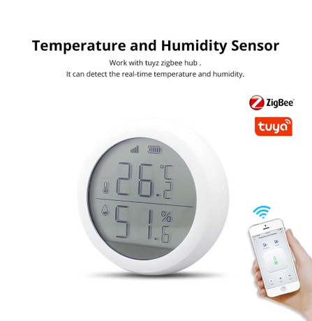 Battery Powered Zigbee Temp Humidity Sensor with LCD Screen for Smart ...