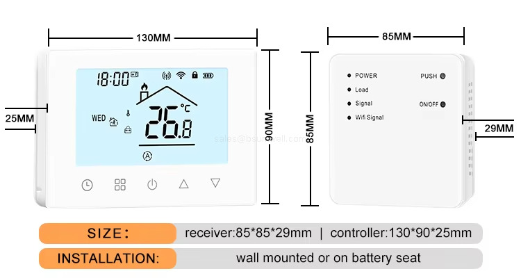 INSTALLATION: wall mounted or on battery seat