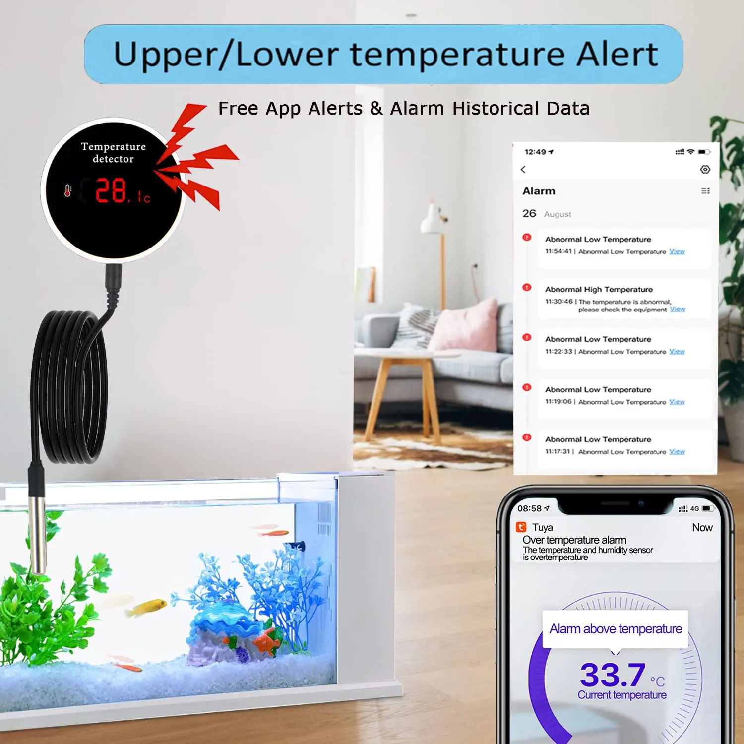 Freezer water temperature detector