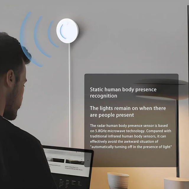 5.8GHz Millimeter Wave Radar Human Presence Sensor with OLED Screen Side Mounted Indoor Occupancy Safety Monitor