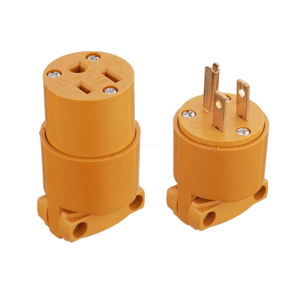 Heavy Duty 15A 125V NEMA 5 15P Male Plug Female Receptacle Set Grounded Replacement Electrical Extension Cord Ends