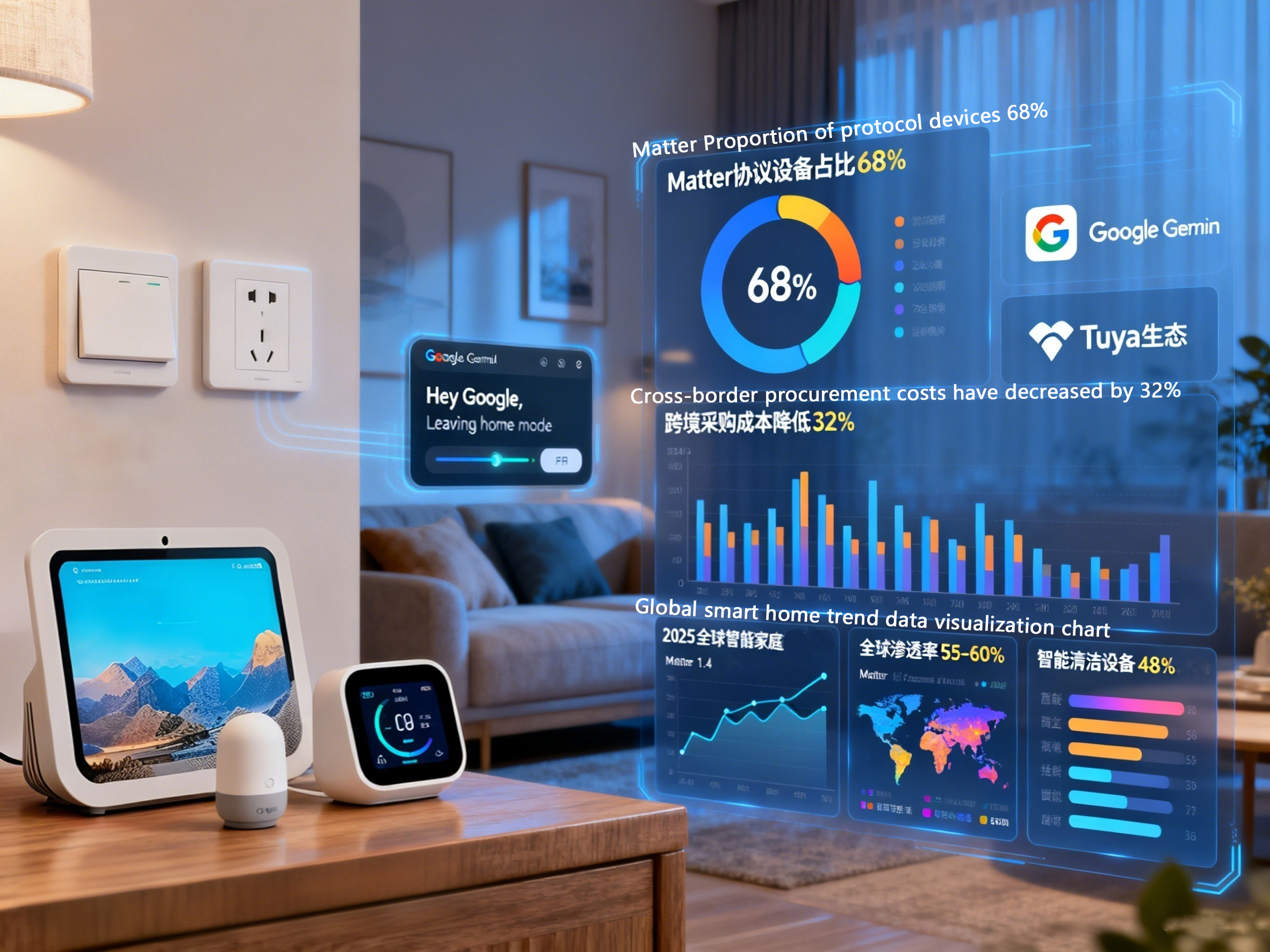 Global smart home trend data visualization chart