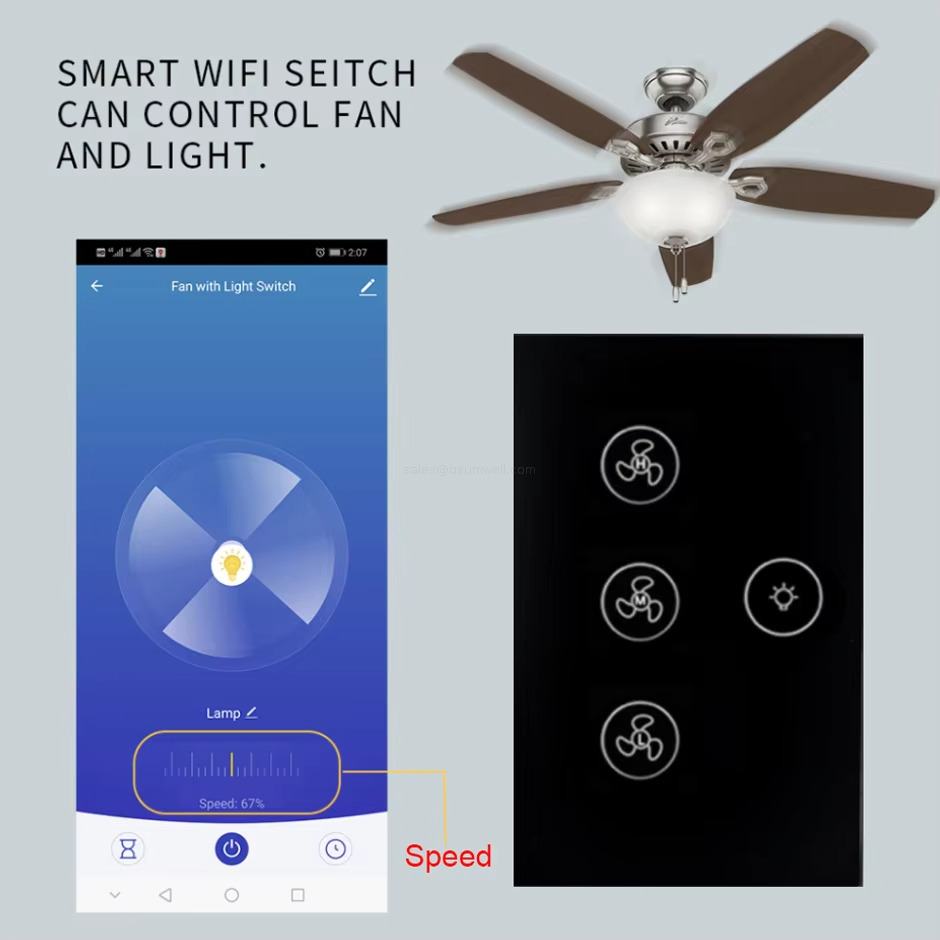 SMART WIFI SWITCH CAN CONTROL FAN AND LIGHT.
