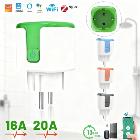 Tuya WiFi Smart EU Power Socket 16A 20A Power Monitoring Smart Life APP Remote Control Timer Voice Control for Alexa Google Home