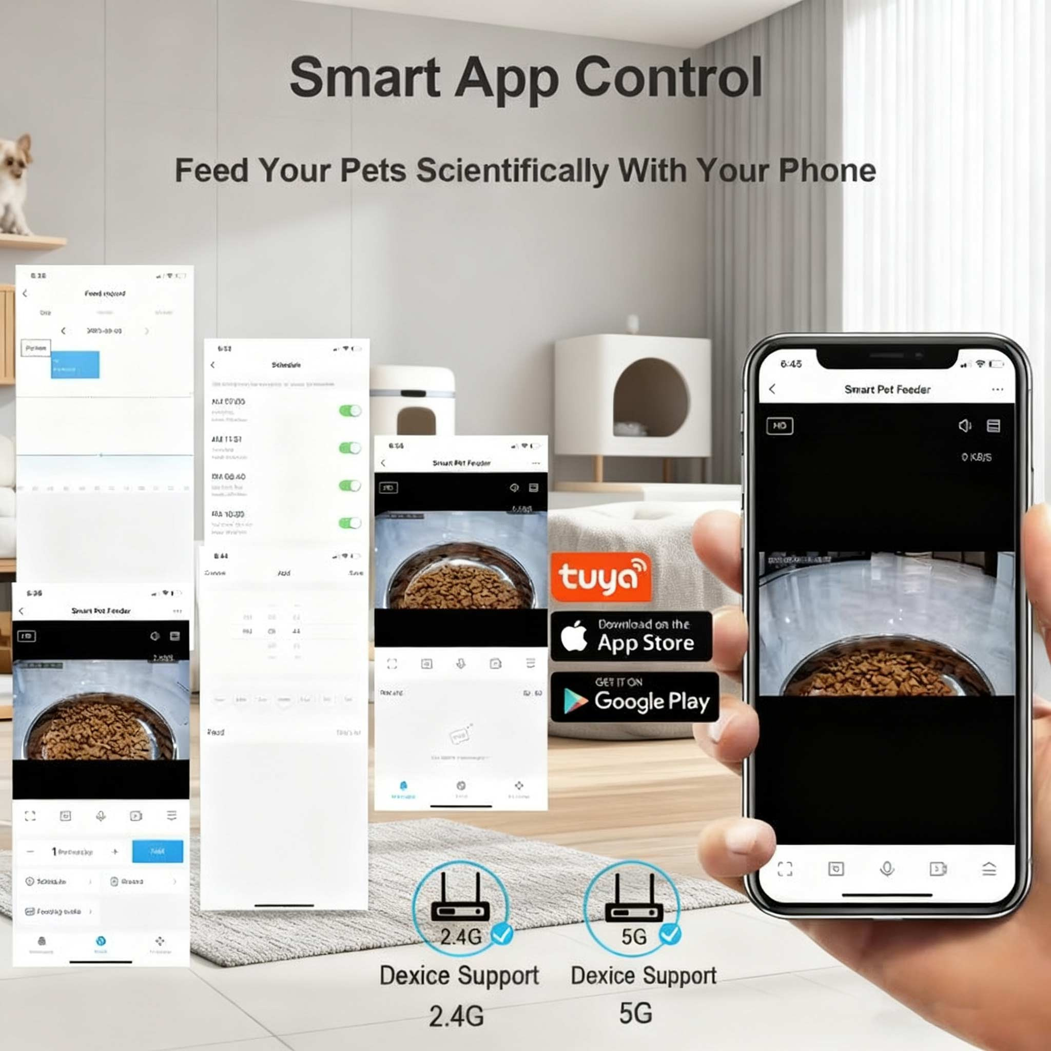 tuya Factory anti-clog pet feeder