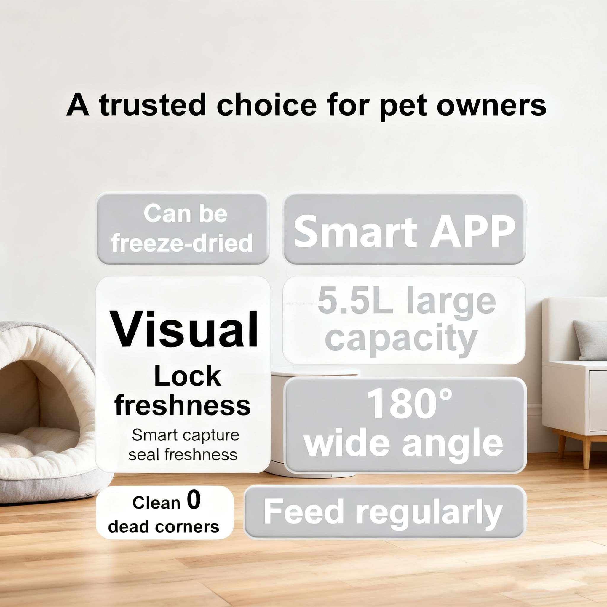 anti-clog Wifi pet food dispenser
