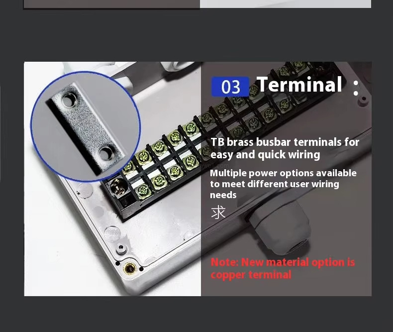 TB brass busbar terminals foreasy and quick wiringMultiple power options availableto meet different user wiringneeds