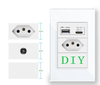 Brazil Standard Wall Socket DIY Custom Combination Modular Electrical Outlet 10A 20A Power Supply Crystal Glass Panel with USB Charging Port Type C RJ45 Network Cable Module and Light Switch