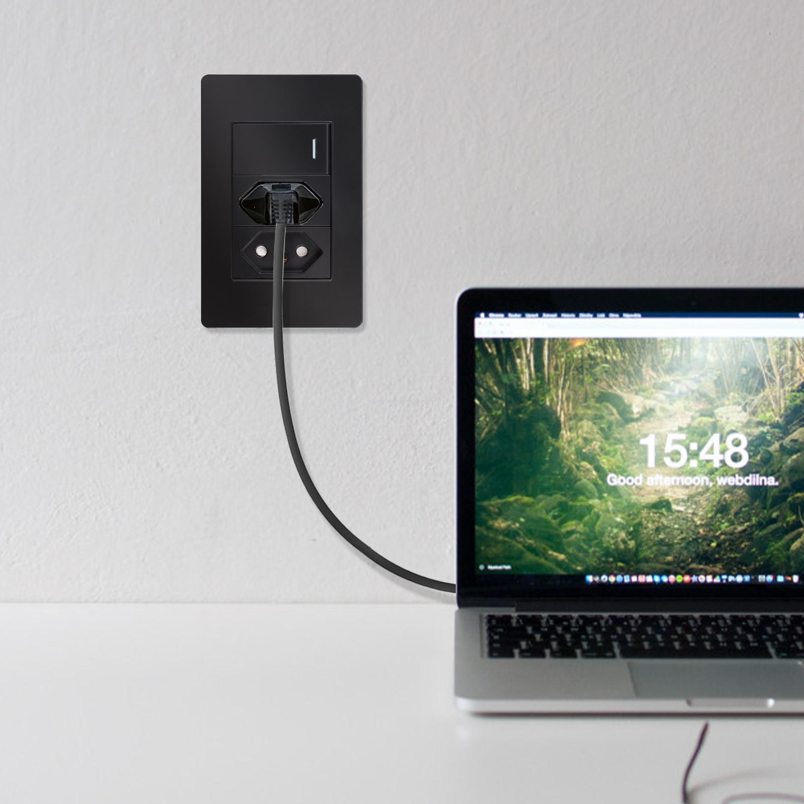 Brazil Standard Light Switch and Socket Combo Dual 20A Electrical Outlet with Integrated Wall Switch Panel for Horizontal and Vertical Installation