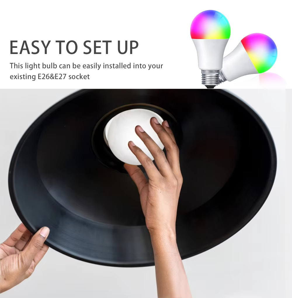 EASY TO SET UP This light bulb can be easily installed into yourexisting E26&E27 socket