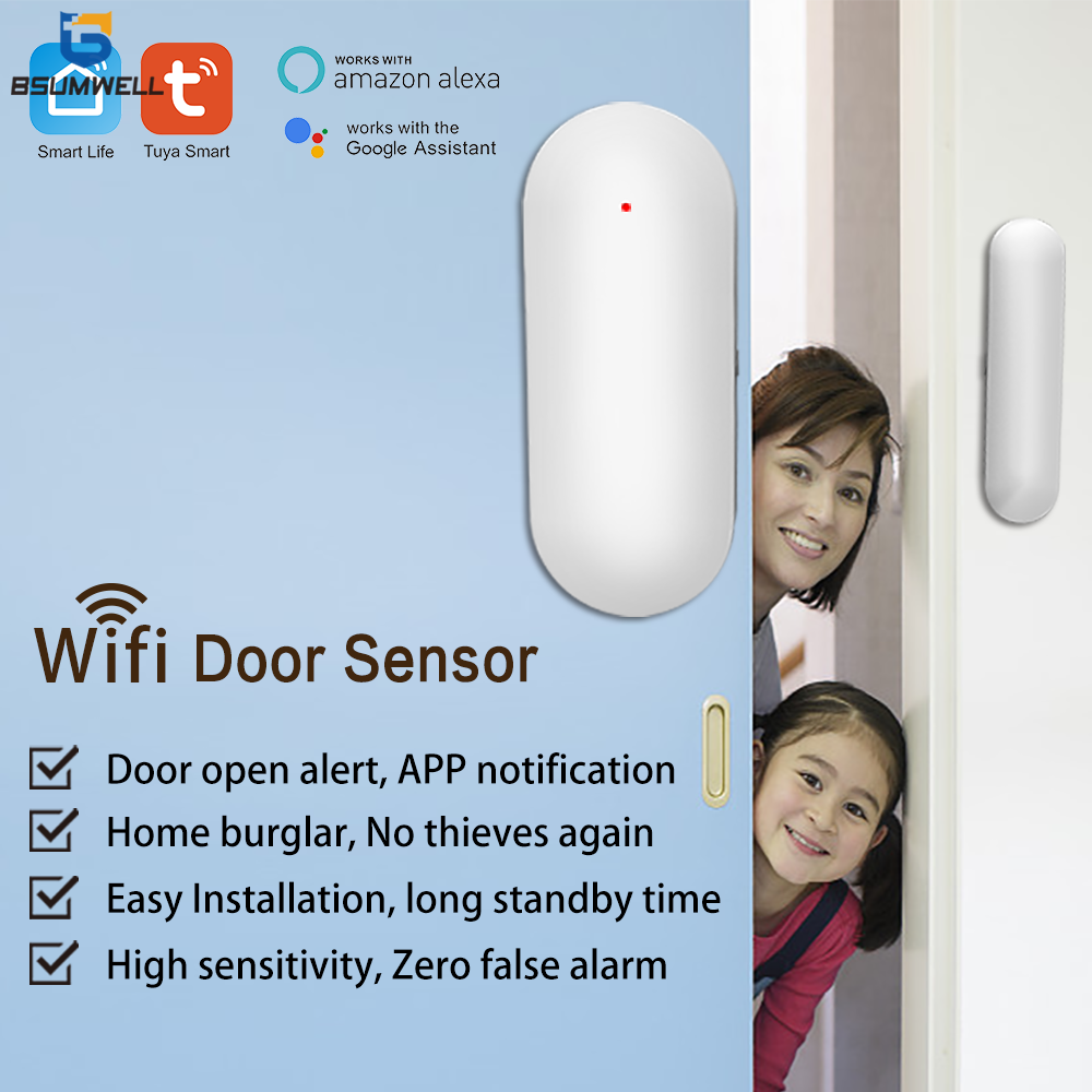 Factory Wholesale Smart Home Wifi Door Sensor Tuya Wifi Security Alarm Sensor with Voice Control PS-69W