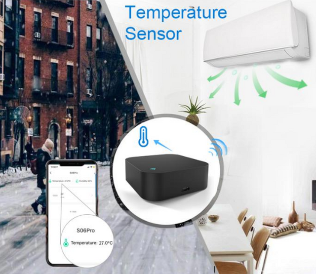 Tuya Smart IR Remote Control Built-in Temperature And Humidity Sensor for Air Conditioner TV DVD AC Works with Alexa,Google Home