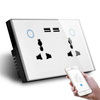 Tuya WIFI Smart Wall Socket 2 Gang UK/Universal Socket 10A/13A Touch Switch Plug Sockets Double USB Socket WIFI Intelligent Socket